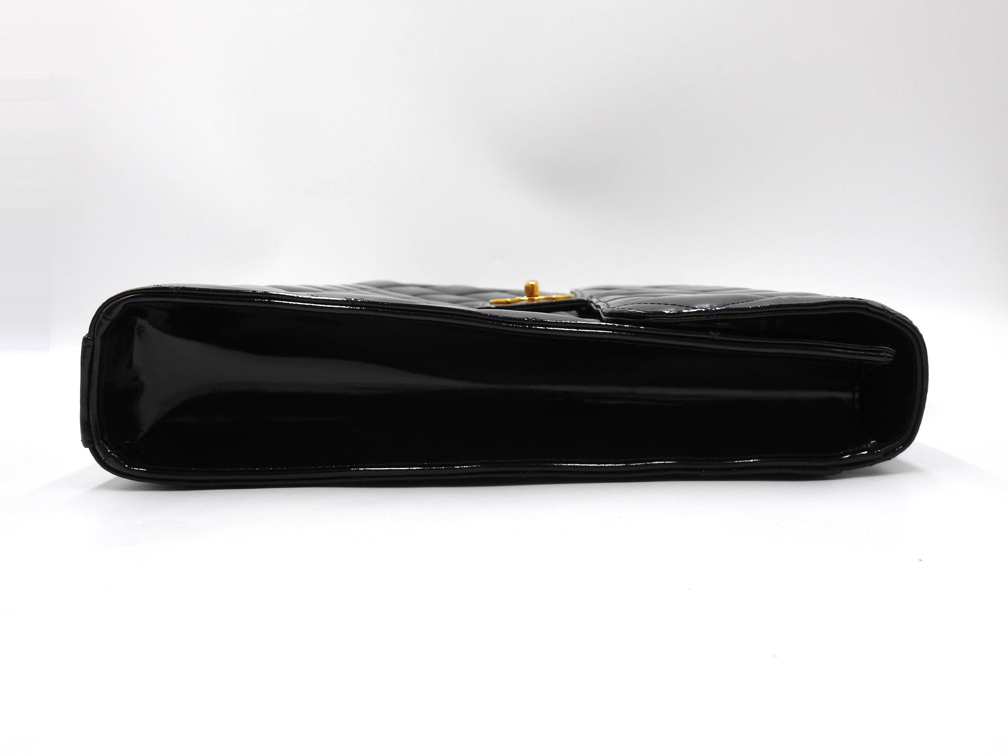 CHANEL CC Matelasse Briefcase Business Bag Enamel Patent Leather Black