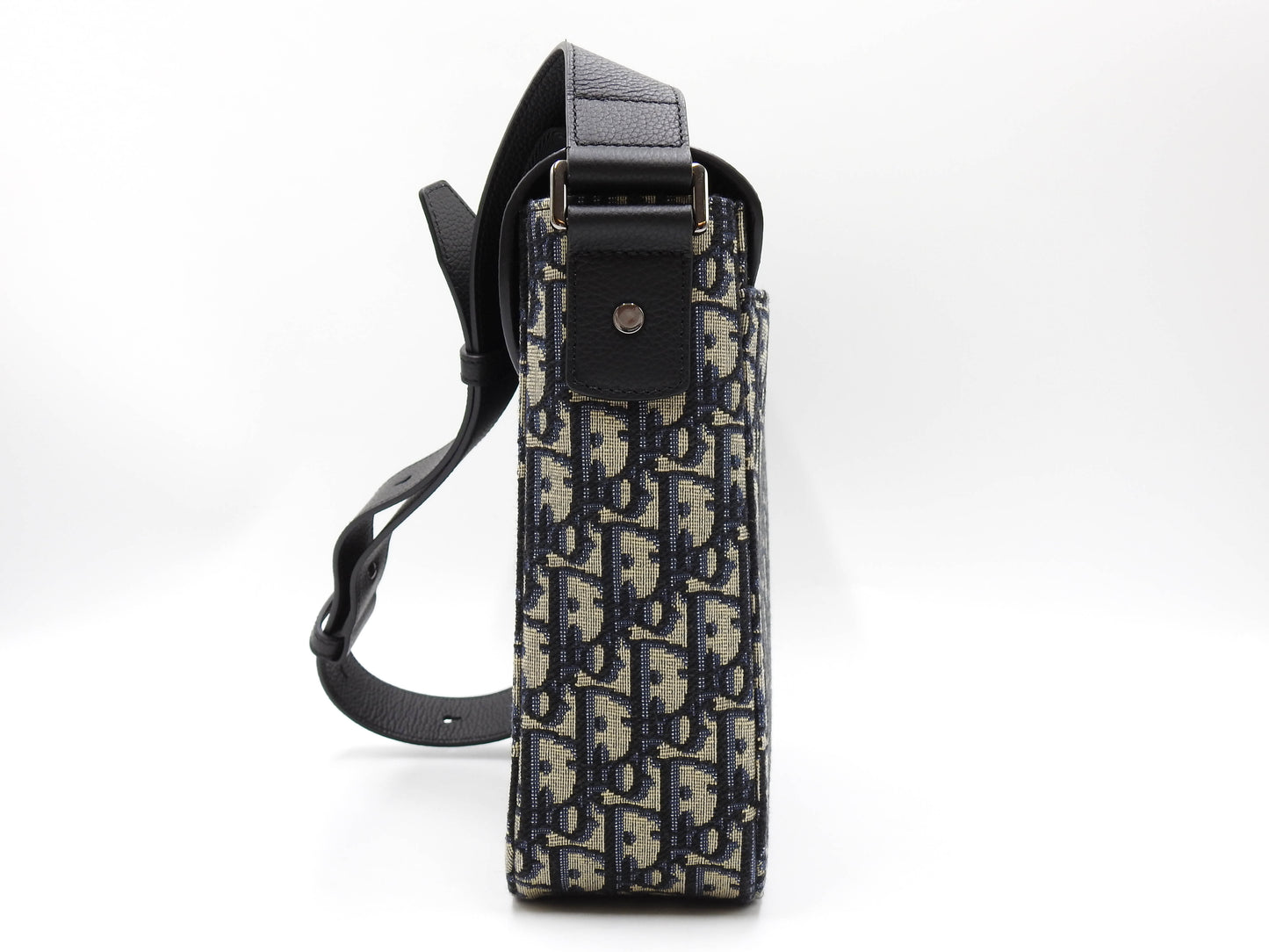 Christian Dior Saddle Messenger Shoulder Bag Oblique Jacquard Canvas Navy