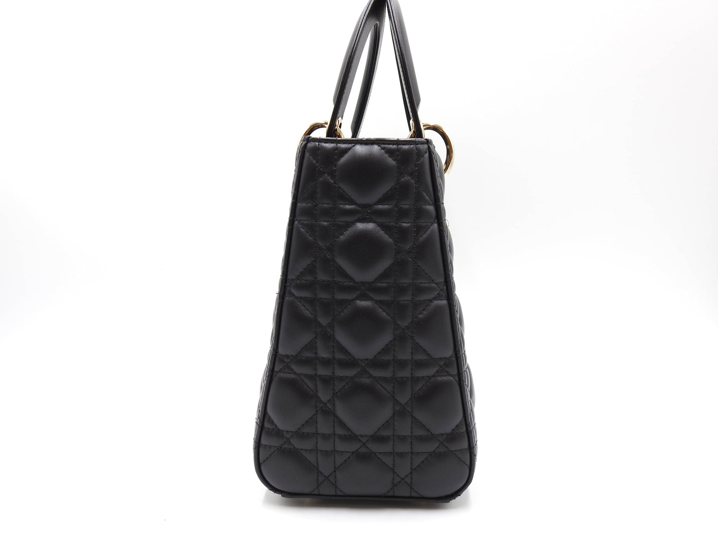 Christian Dior Lady Dior Medium Canage Hand Shoulder Bag Lambskin Black