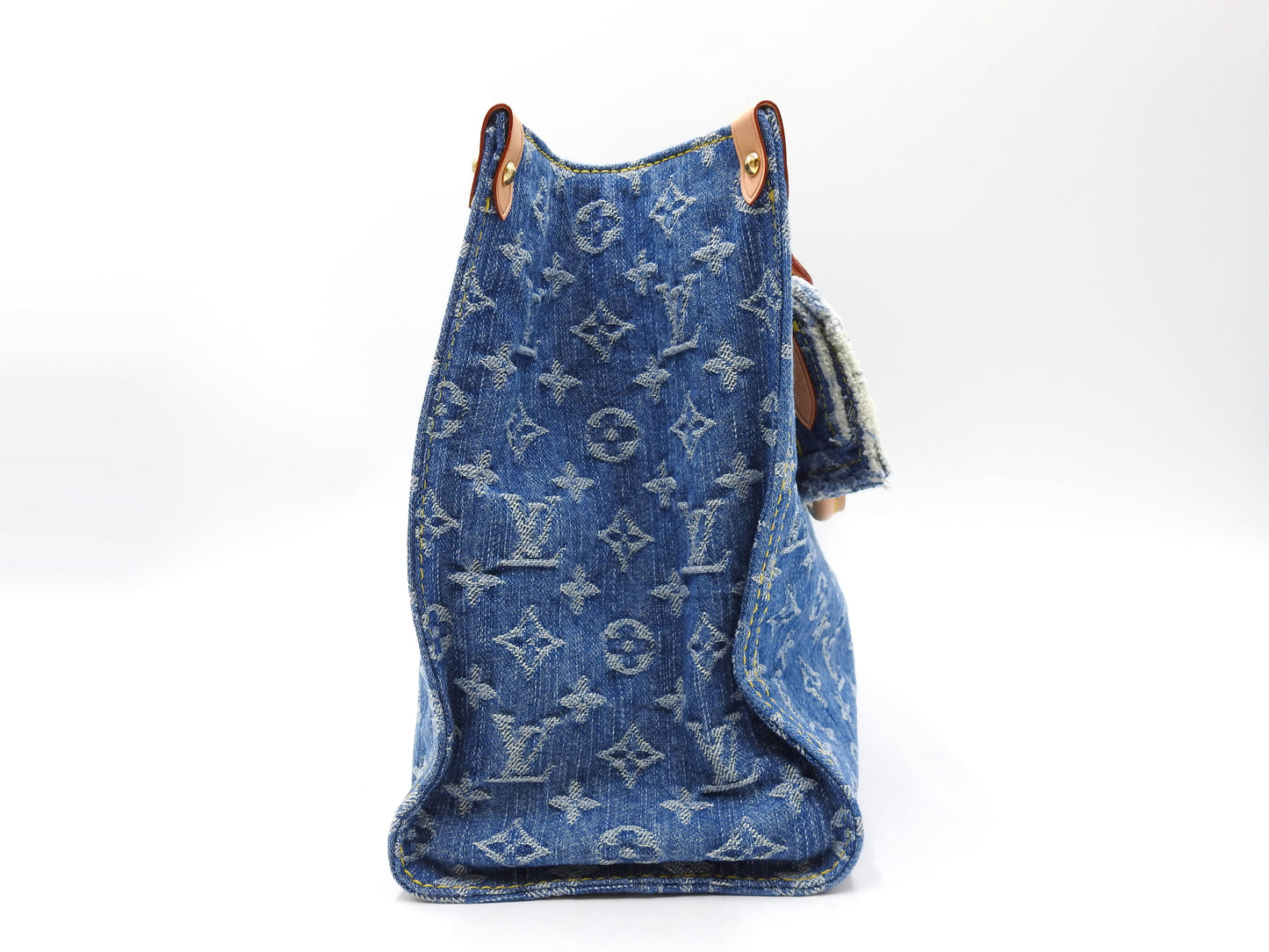 LOUIS VUITTON LV Remix Monogram Denim OnTheGo MM Shoulder Tote Bag M46871