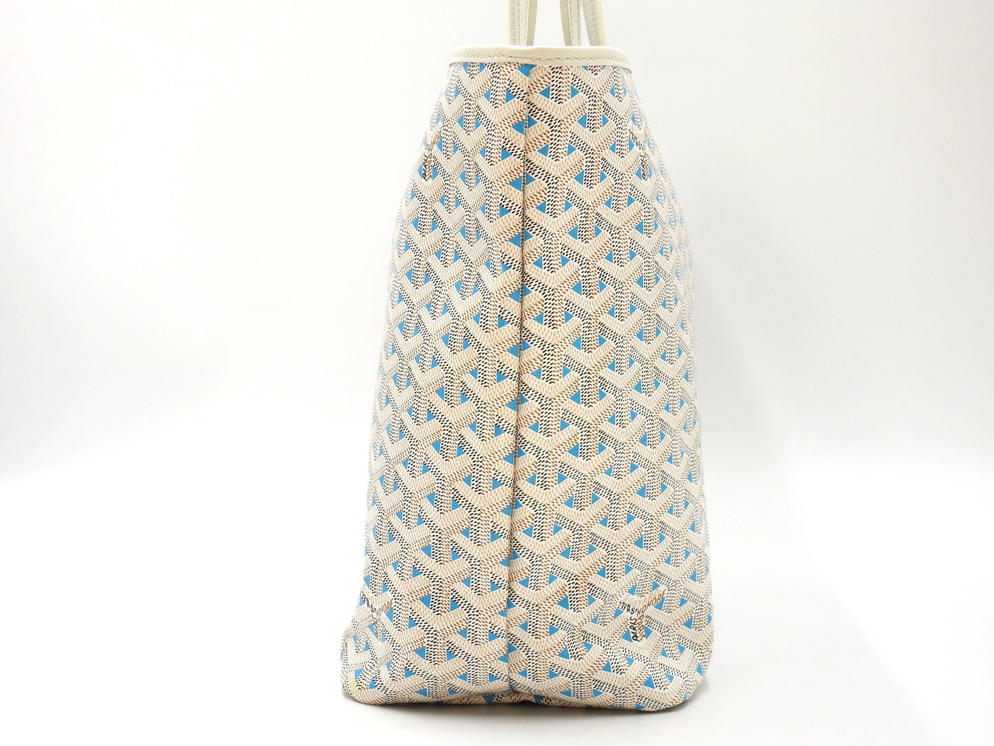 GOYARD Saint Louis Claire Voie PM Shoulder Tote Bag PVC Leather White Blue