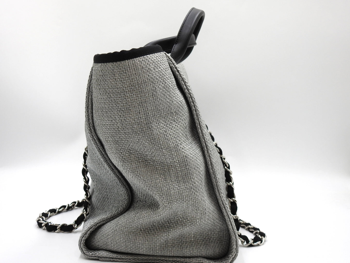 Chanel Deauville Large 2way Chain Shoulder Tote Bag Straw Canvas A66941