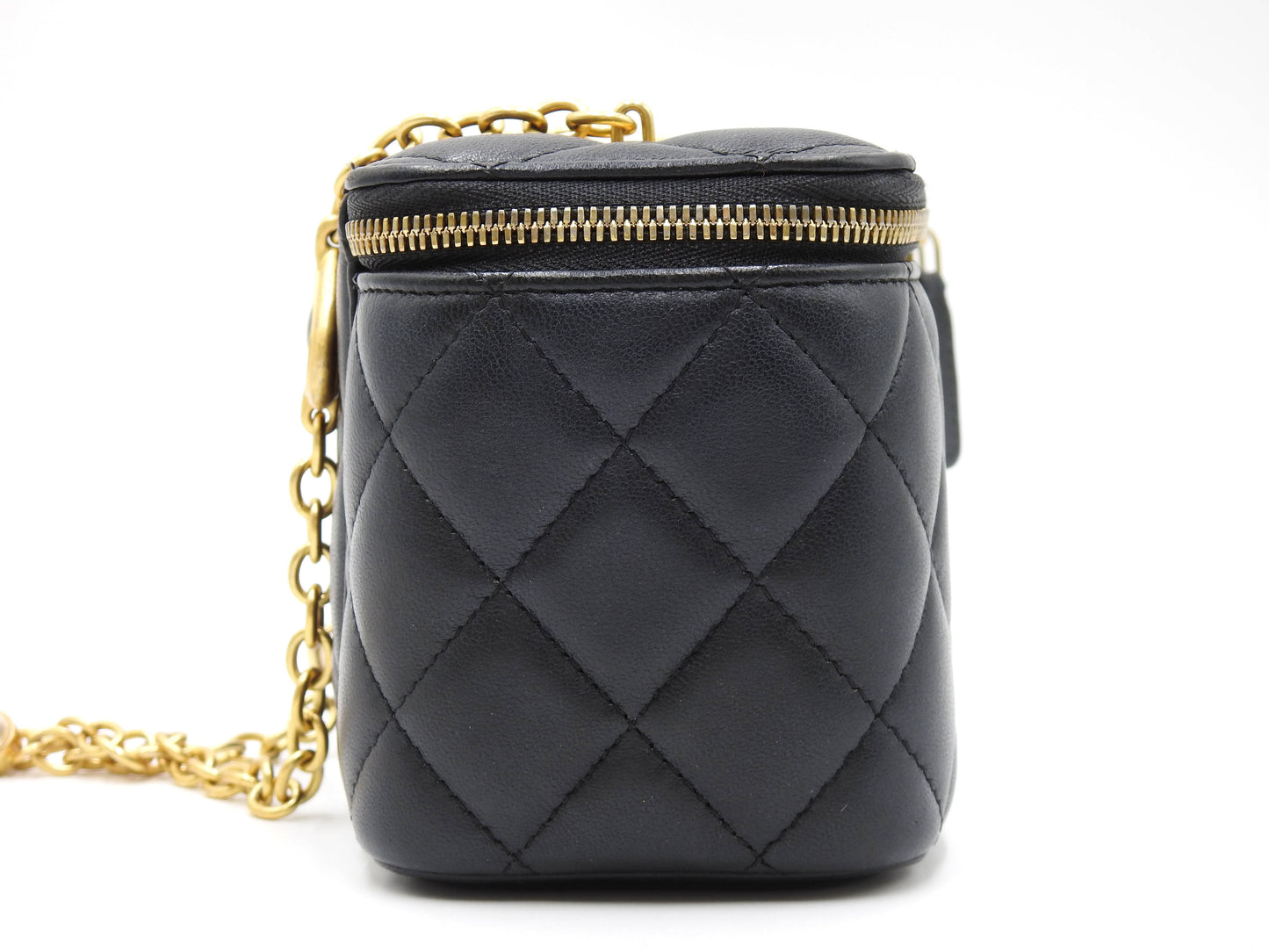 CHANEL CC Matelasse Chain Vanity Bag Shoulder Bag Lambskin Black Gold