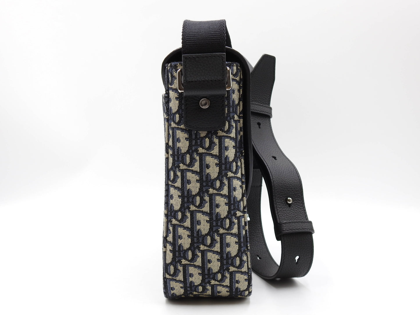 Christian Dior Saddle Messenger Shoulder Bag Oblique Jacquard Canvas Navy