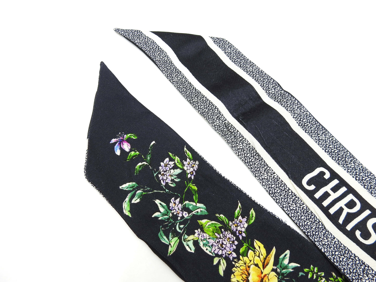 CHRISTIAN DIOR Mitzah Bandeau Scarf 100% Silk Black White 24FCO106I606