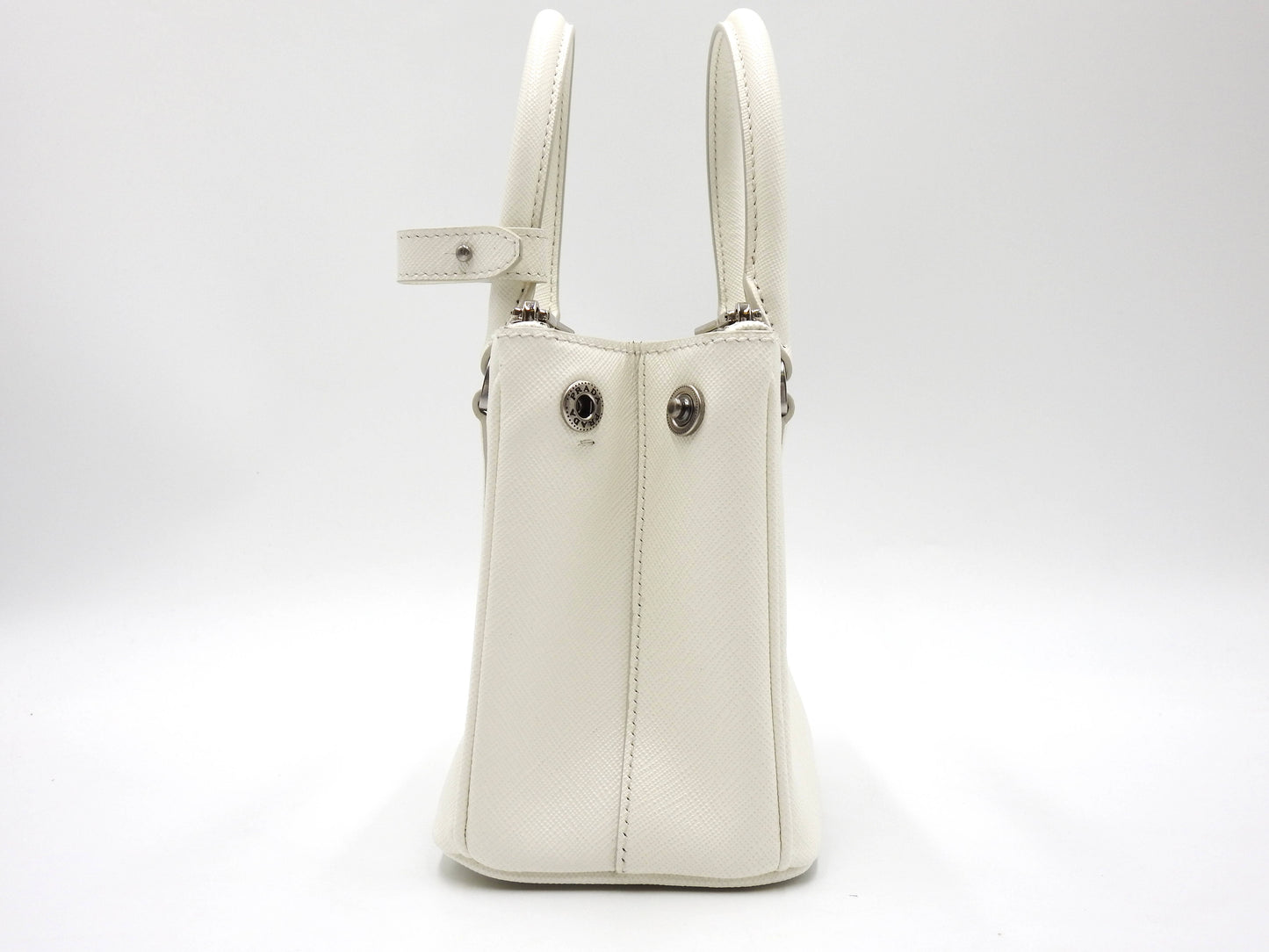 PRADA Galleria Mini Shoulder Hand Bag SAFFIANO LUX Leather White 1BA906