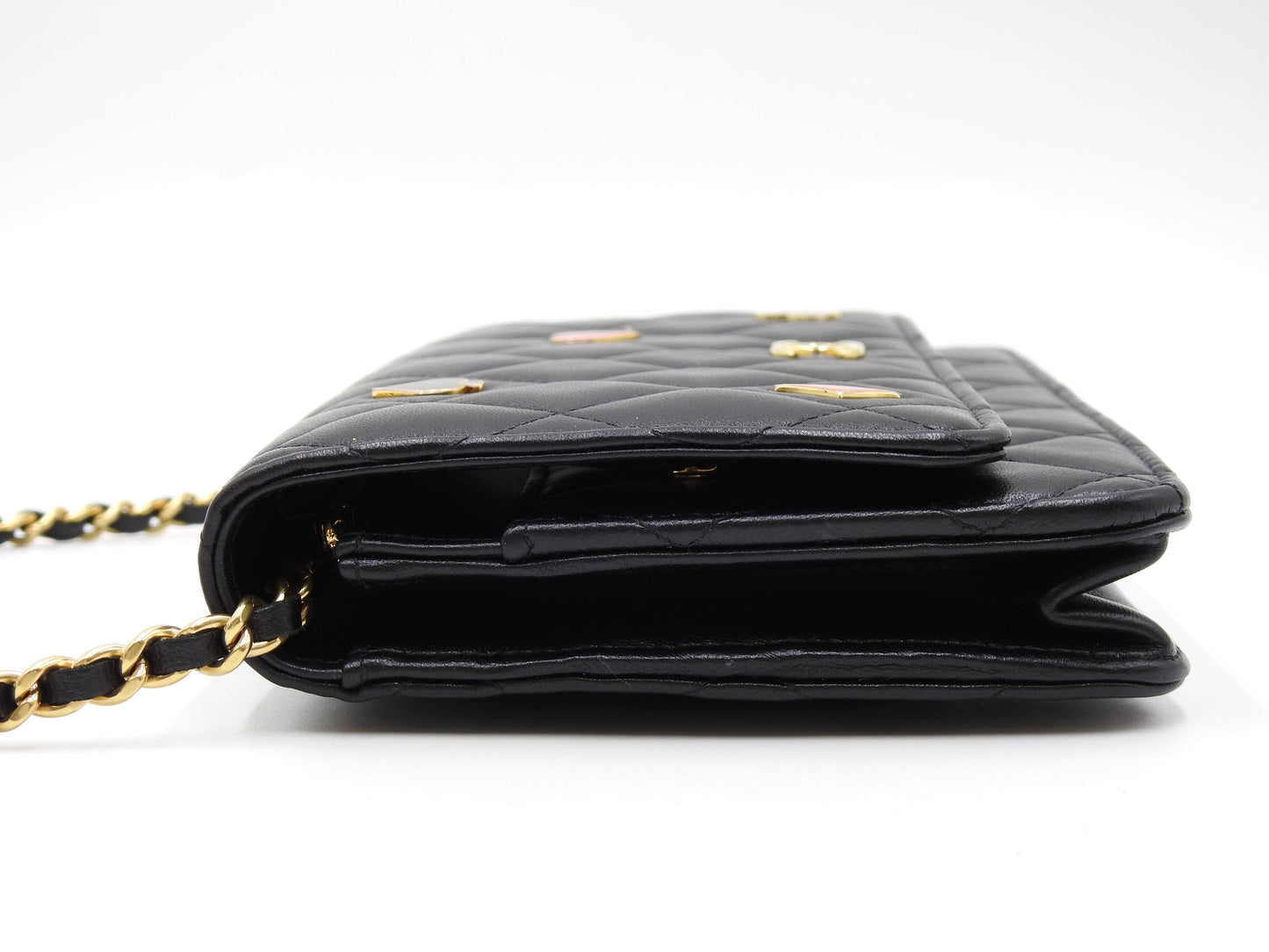 CHANEL CC Matelasse Casino Wallet On Chain Shoulder Bag Lambskin Black