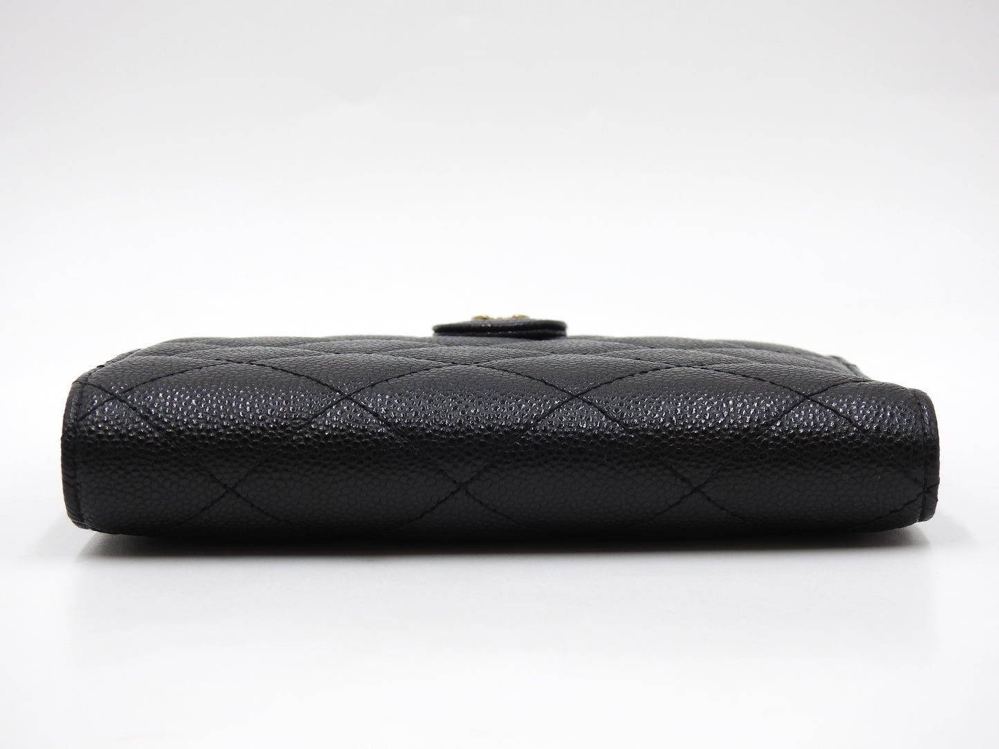 CHANEL CC Matelasse Passport Holder Bifold Wallet Caviarskin Black AP3791