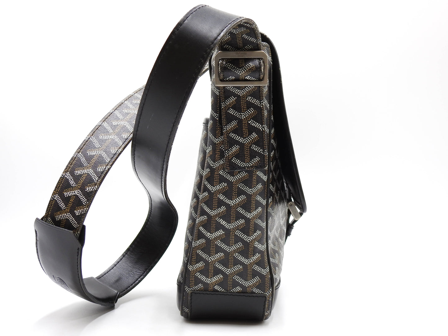 GOYARD Goyardine Grand Bleu MM Shoulder Bag PVC Canvas Leather Black Y-1802