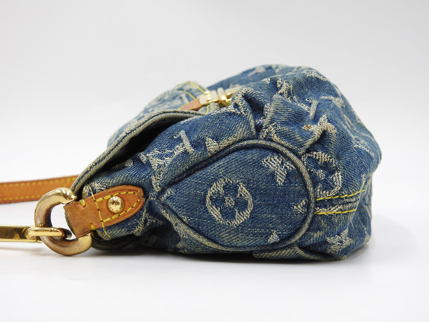 LOUIS VUITTON Mini Pleaty Monogram Denim Shoulder Hand Bag Blue M95050