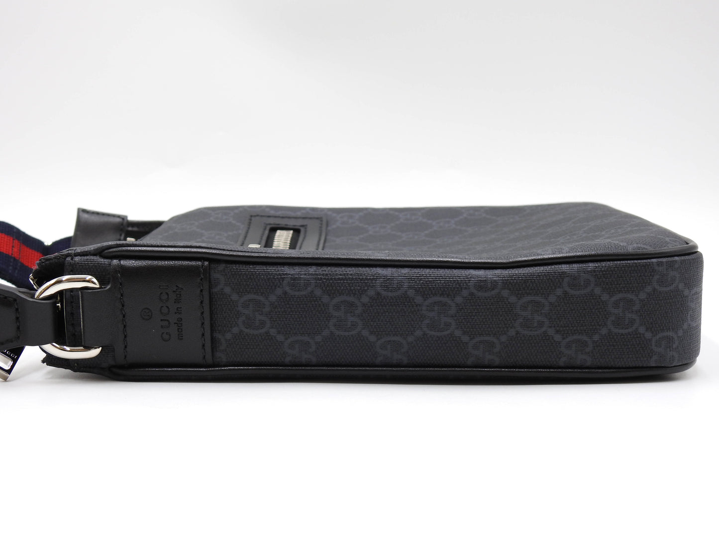 GUCCI GG Supreme Small Messenger Shoulder Bag PVC Leather Black 792082