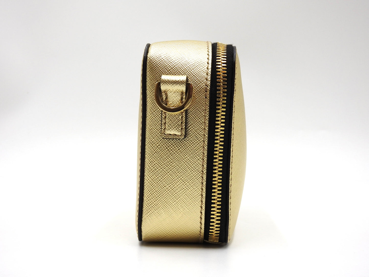 PRADA SAFFIANO TRAVEL SMALL BRIQUE Shoulder Bag Leather Gold 2VH070