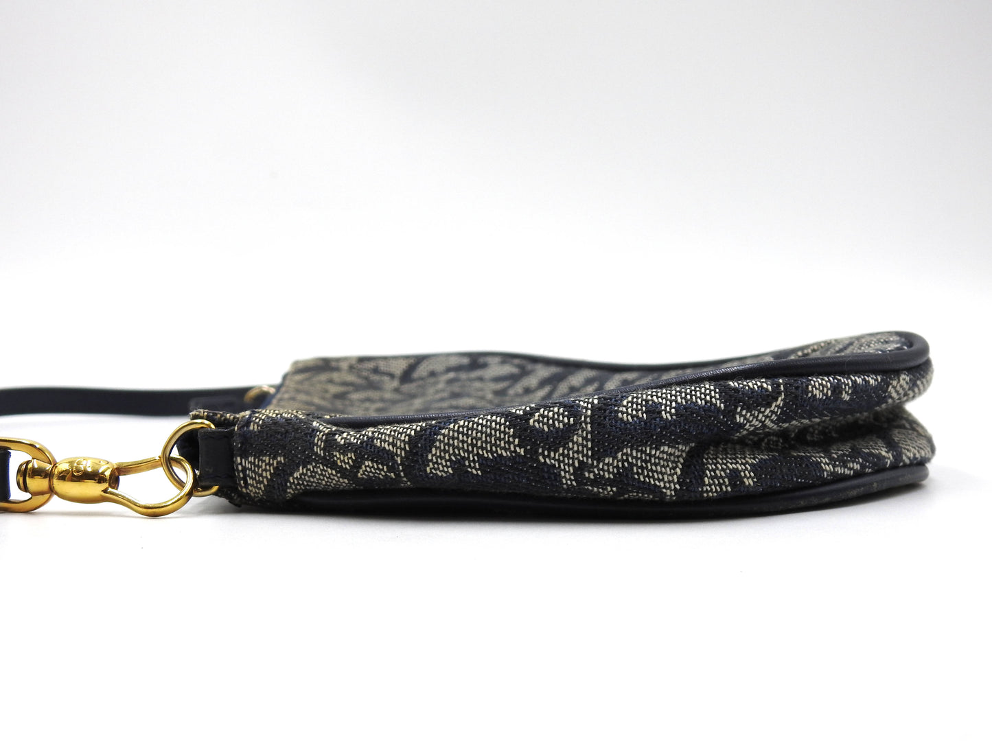 Christian Dior Trotter Saddle Pouch Shoulder Hand Bag Canvas Leather Navy