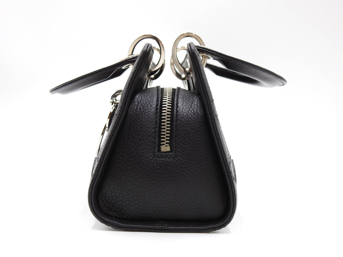 Christian Dior Lady Dior Small East West Cannage Hand Bag Calfskin Black