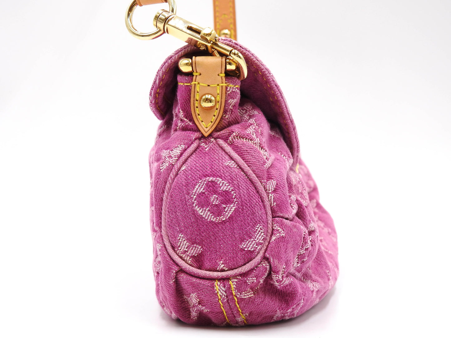 LOUIS VUITTON Mini Pleaty Monogram Denim Shoulder Hand Bag Pink M95216