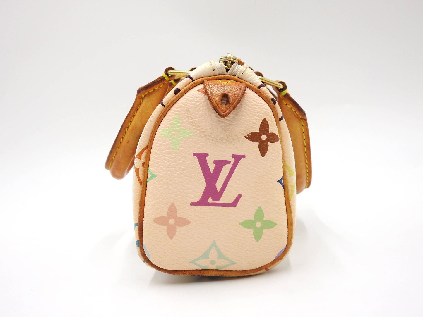 LOUIS VUITTON Monogram Mini Speedy Hand Bag Multicolor Bron White M92645