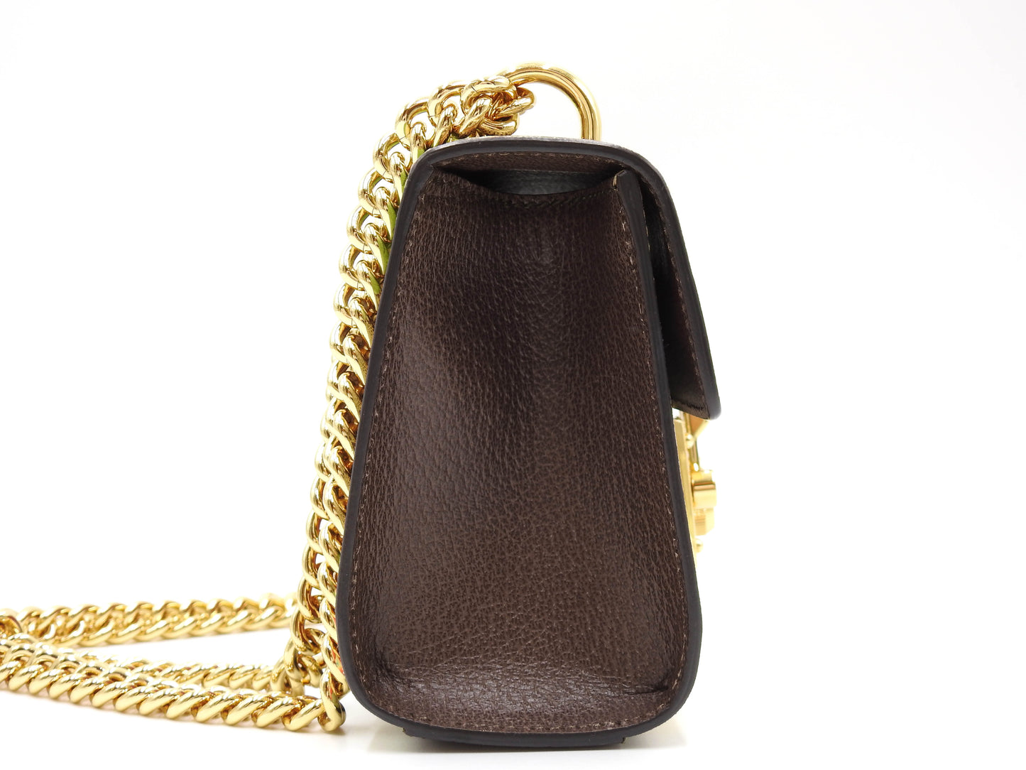 GUCCI GG Supreme Tian Padlock Small Chain Shoulder Bag Beige Brown 409487