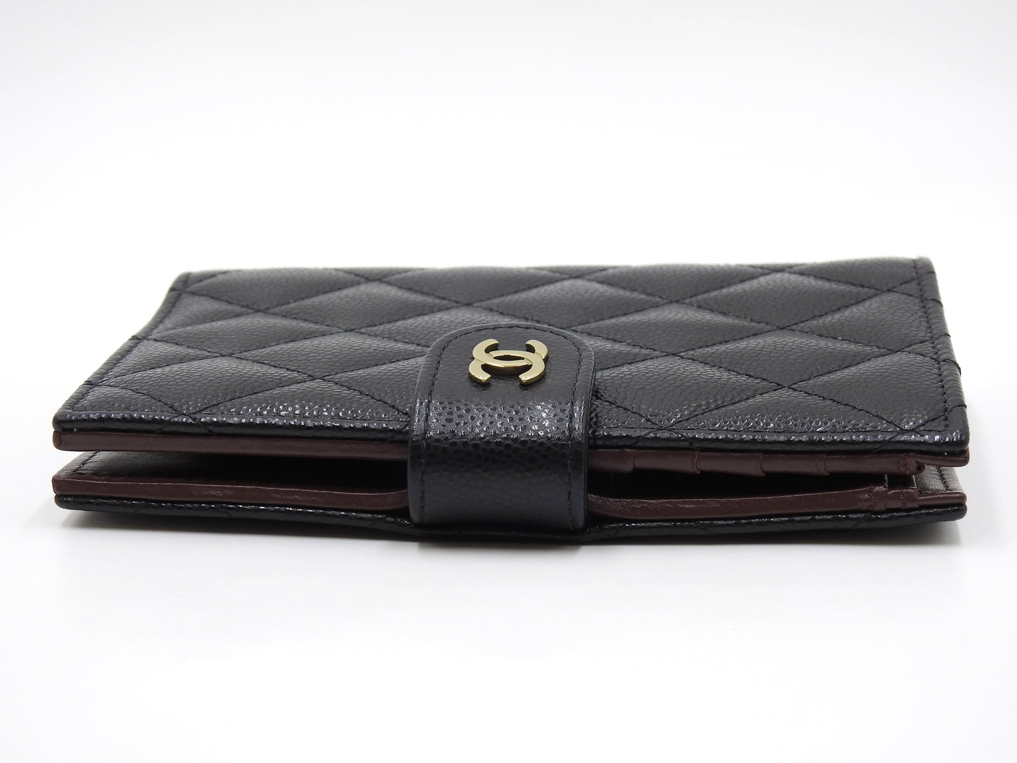 CHANEL CC Matelasse Passport Case Holder Wallet Caviarskin Black AP3791