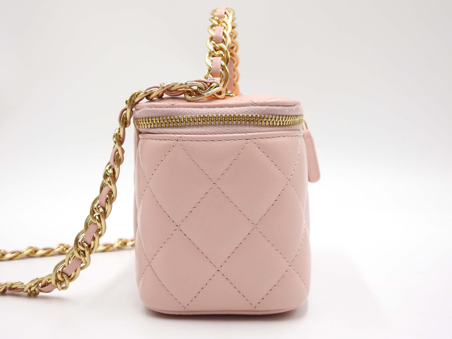 CHANEL CC Matelasse Top Handle 2way Small Chain Vanity Bag Lambskin Pink