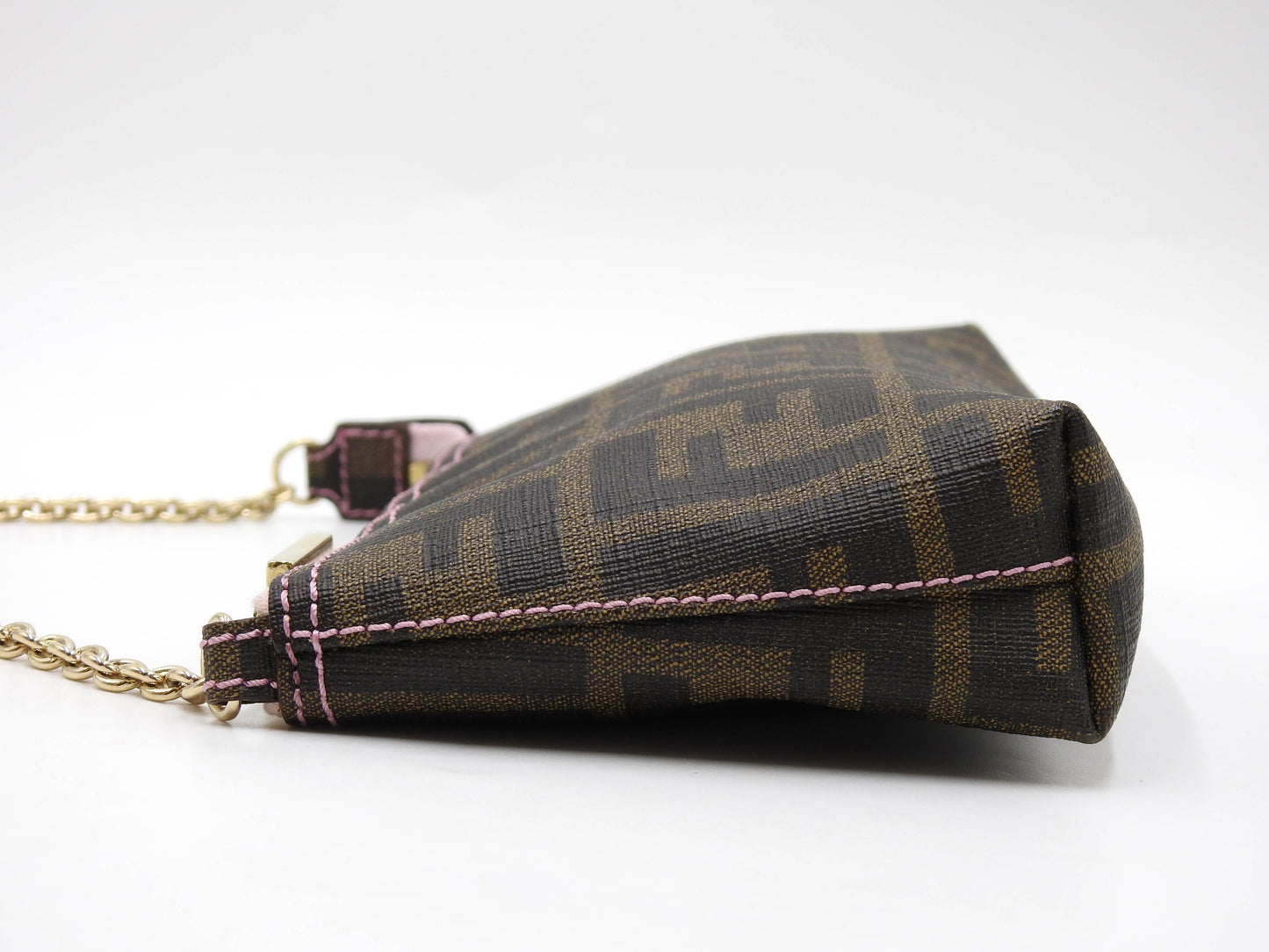 FENDI Zucca Chain Bag Pochette Accessories Pouch PVC 8BR592 Khaki