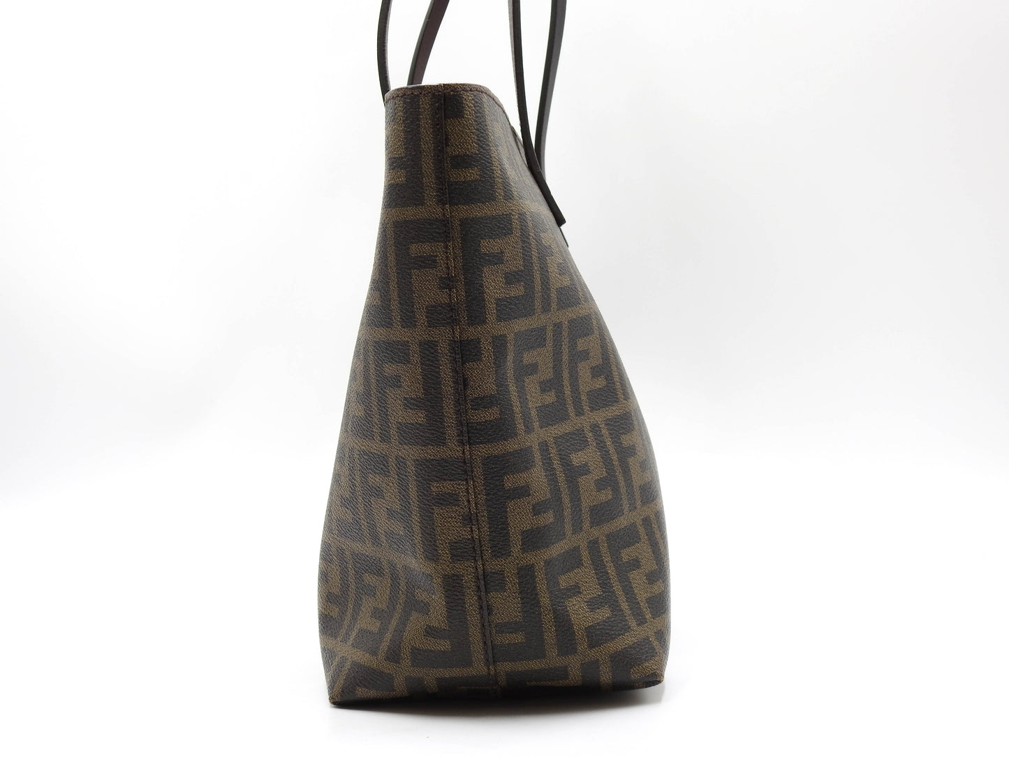 FENDI Zucca Tote Roll Bag Shoulder Bag PVC Khaki Brown 8BH198