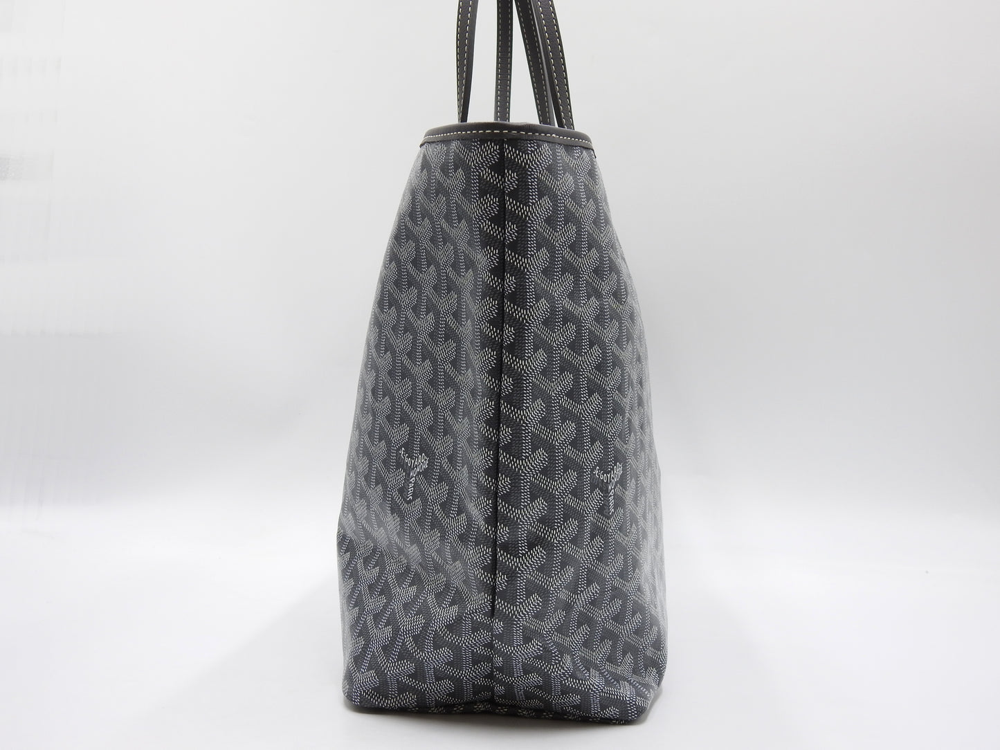 GOYARD Saint Louis PM Shoulder Tote Bag PVC Leather Grey with Pouch