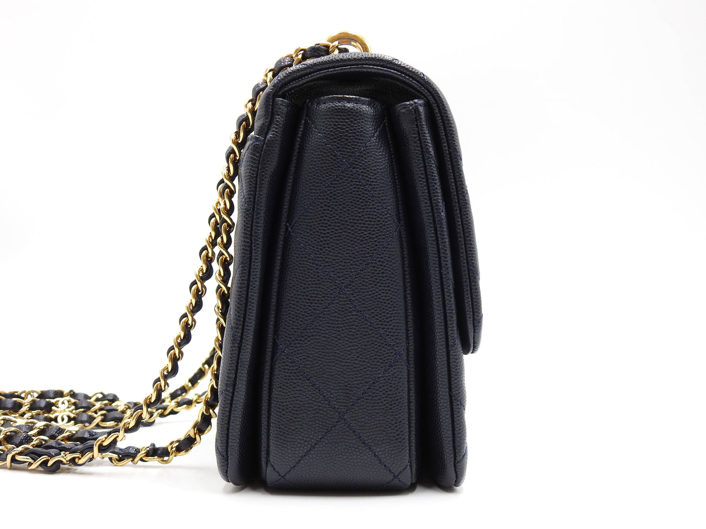 CHANEL Coco First Matelasse Flap Chain Shoulder Bag Caviarskin Navy AS3580