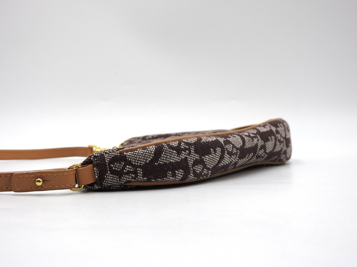 Christian Dior Trotter Saddle Pouch Shoulder Hand Bag Canvas Leather Brown