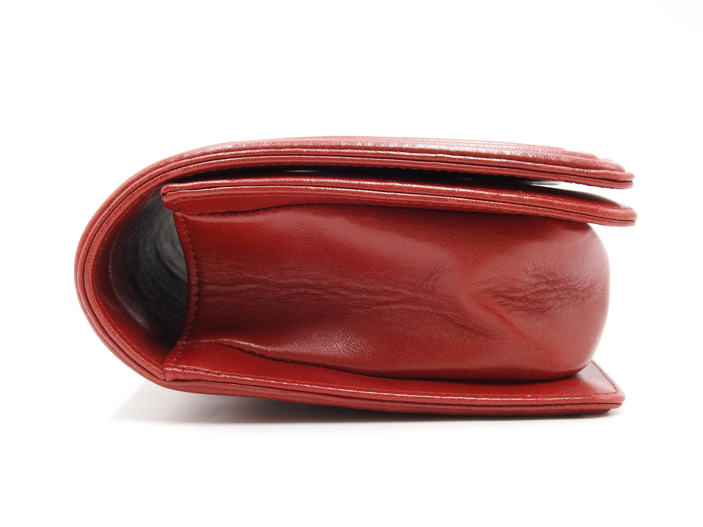 CHANEL CC Matelasse Boy Flap Clutch Second Bag Lambskin Leather Red