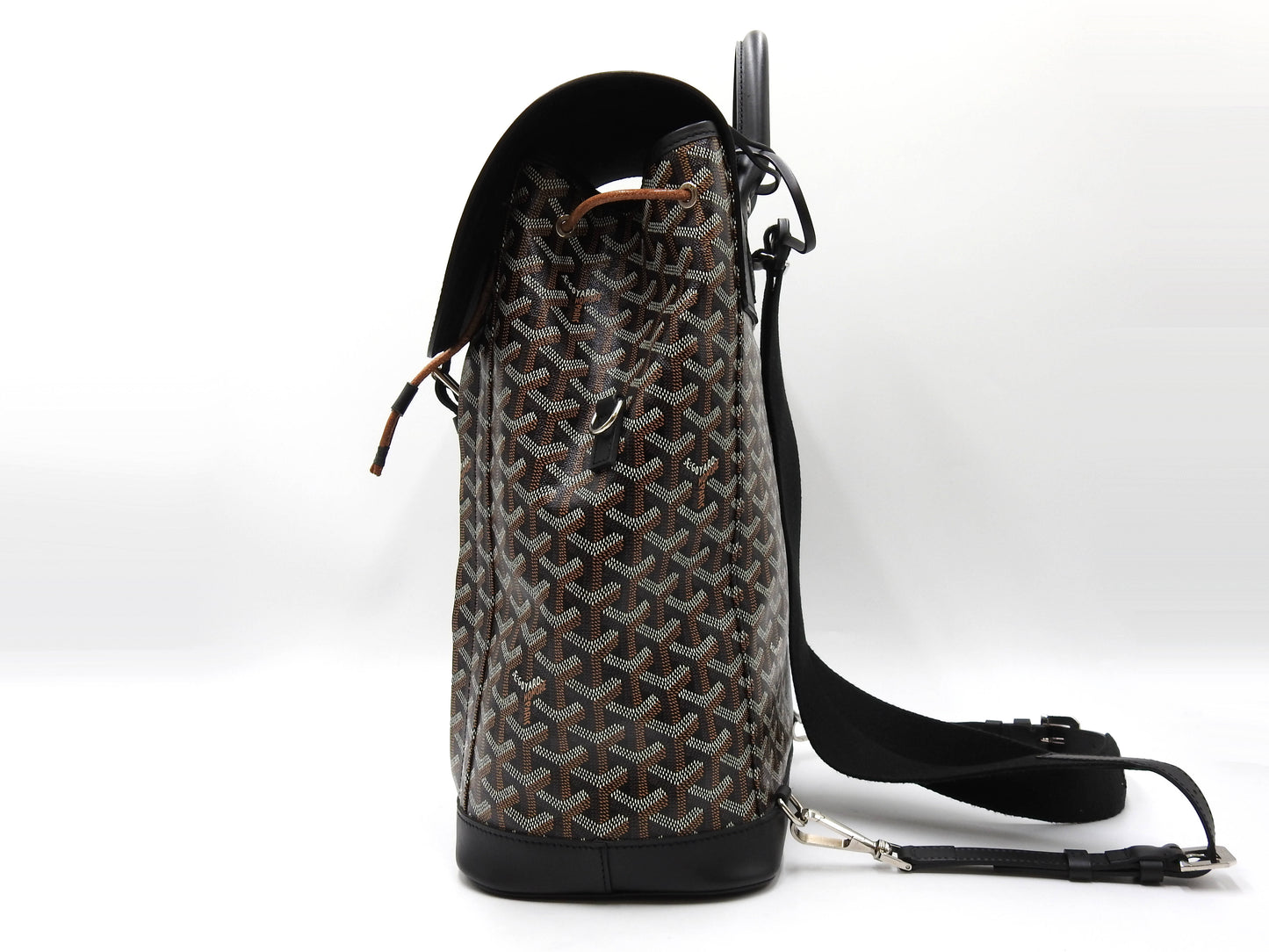 GOYARD Goyardine ALPIN Backpack Bag MM PVC Canvas Leather Black