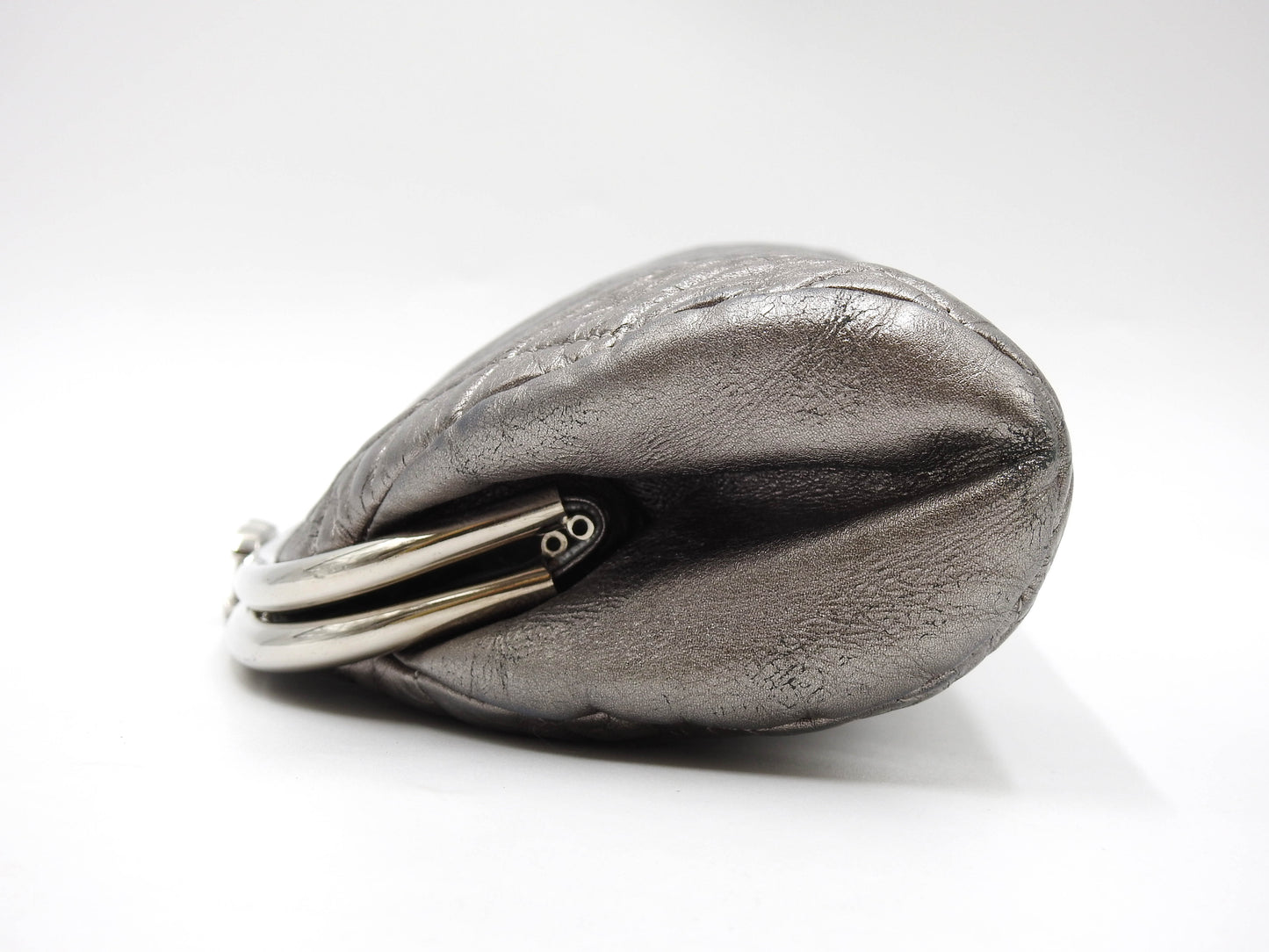 CHANEL CC Matelasse Kiss Lock Timeless Clutch Hand Bag Lambskin Silver