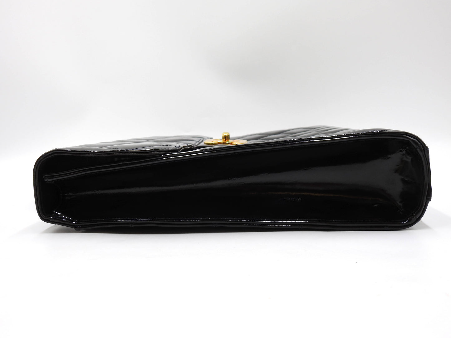 CHANEL CC Matelasse Briefcase Business Bag Enamel Patent Leather Black