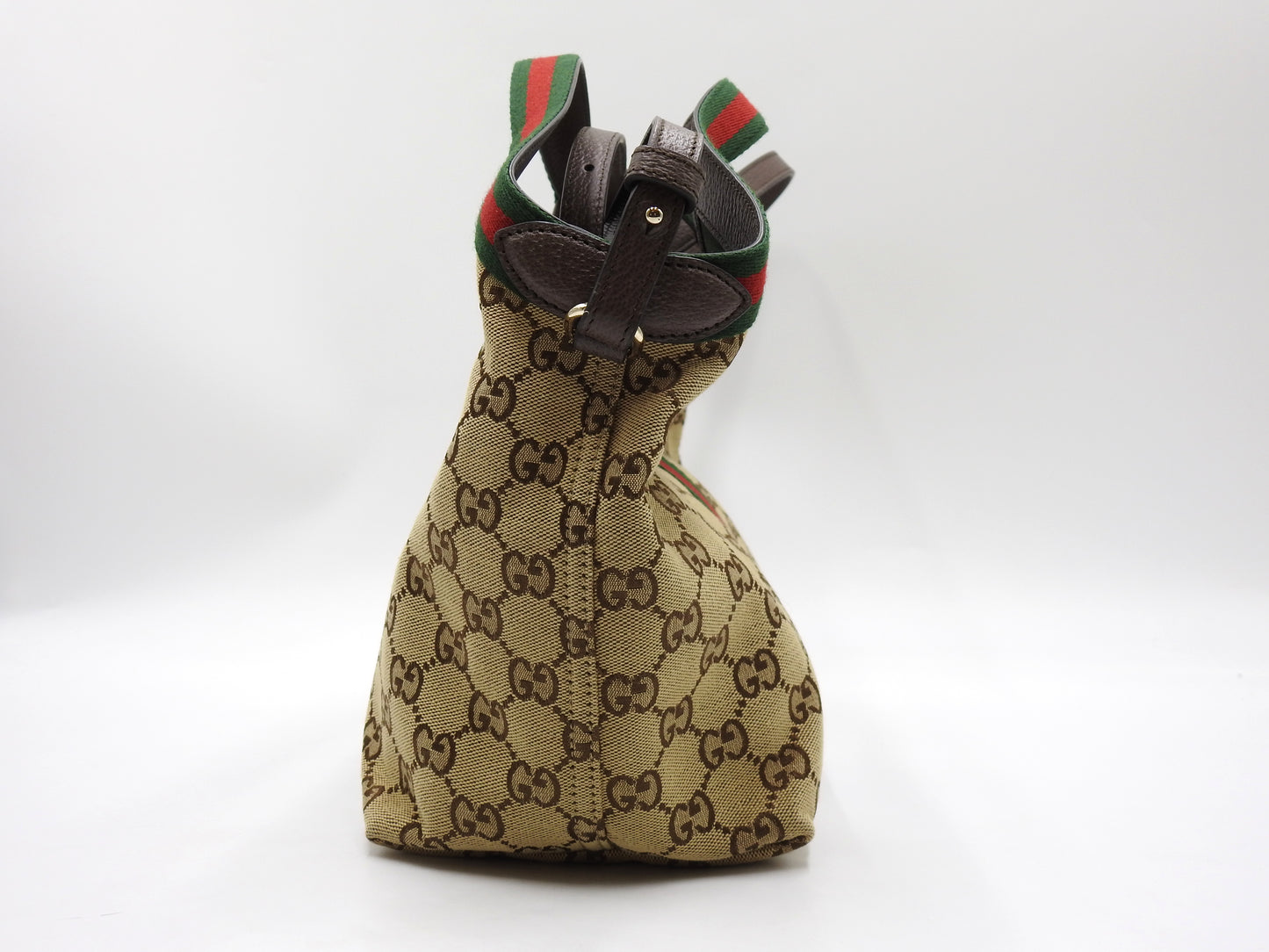 GUCCI GG Canvas Giglio Small Hobo Tote Shoulder Bag Beige Brown 860845