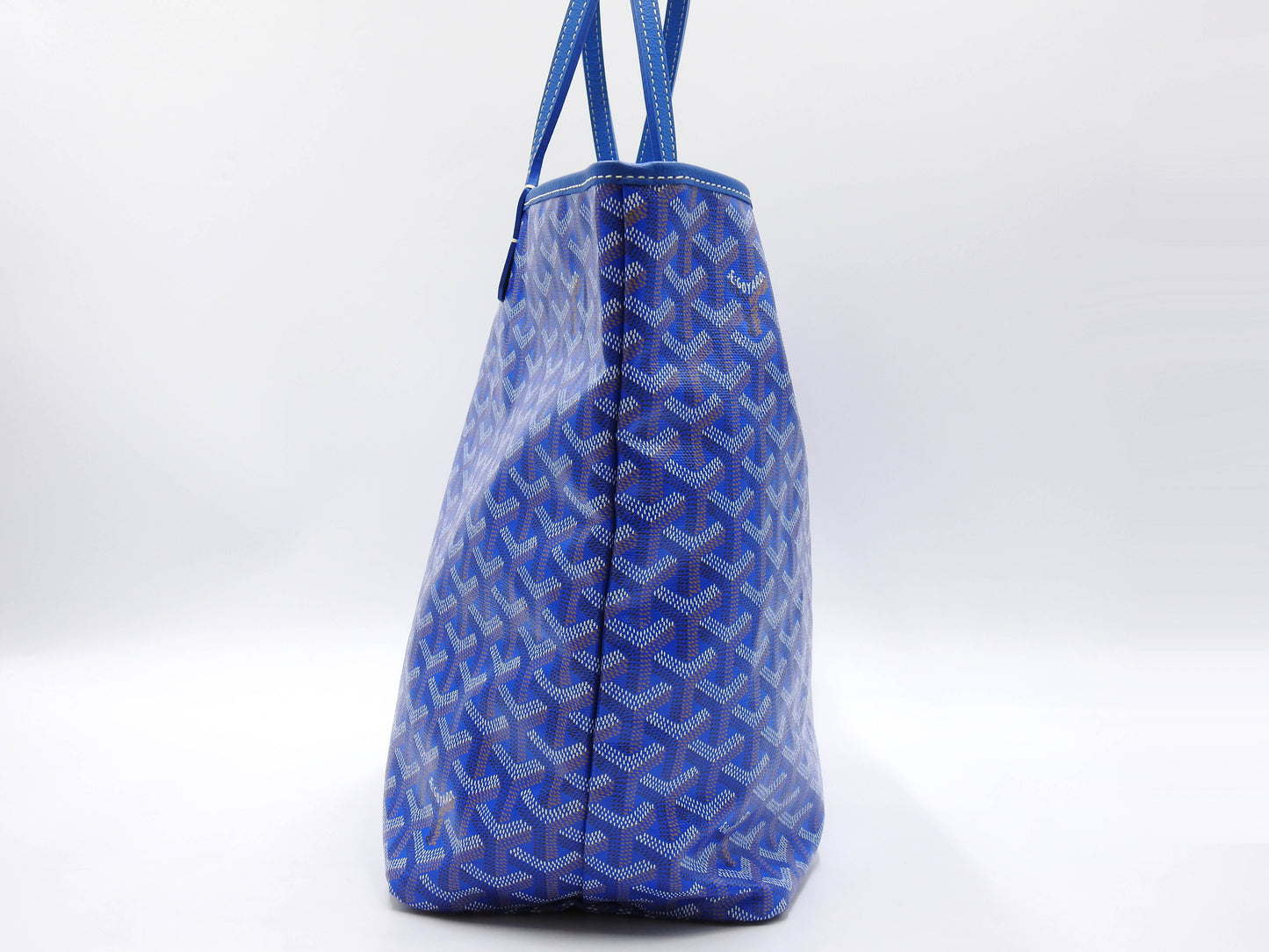 GOYARD Saint Louis PM Shoulder Tote Bag PVC Leather Blue with Pouch