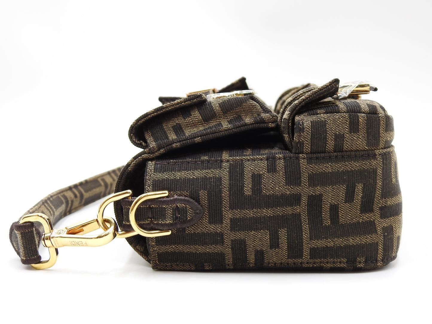 FENDI Multipocket Mamma Baguette Shoulder Hand Bag Zucca Khaki 8BR808