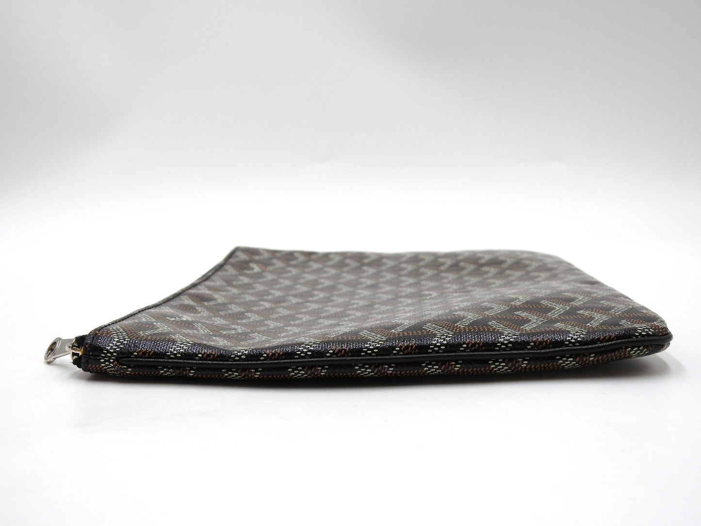 GOYARD POCHETTE SENAT MM Herringbone Clutch Bag Second Bag PVC Black