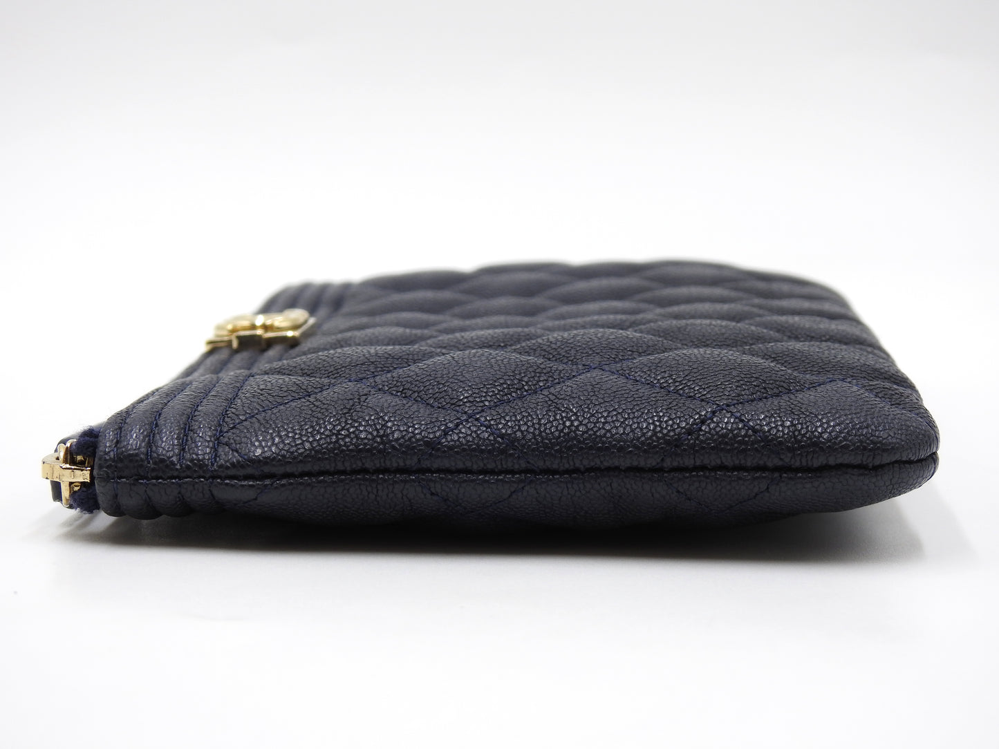 CHANEL Boy Small Cosmetic Case Pouch Caviarskin Navy Gold Hardware