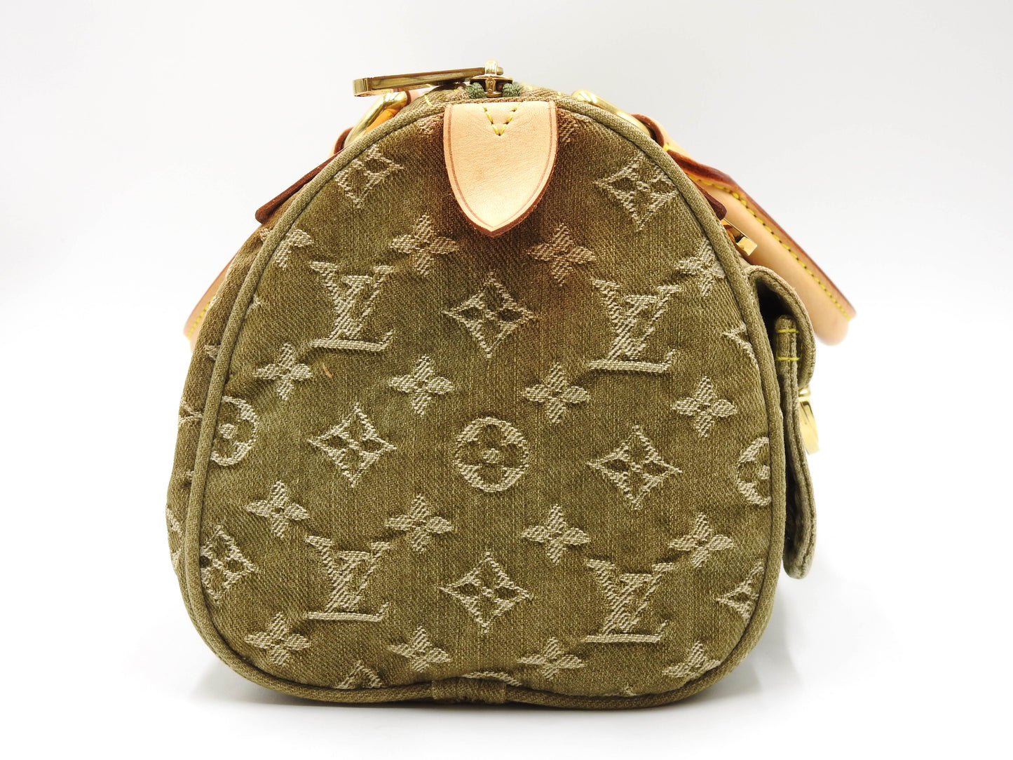 LOUIS VUITTON Monogram Denim Neo Speedy Hand Bag Boston Bag Khaki M95215