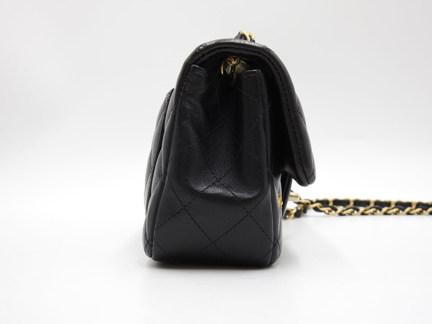 CHANEL Matelasse Mini Rectangular Flap Chain Shoulder Bag Lambskin Black