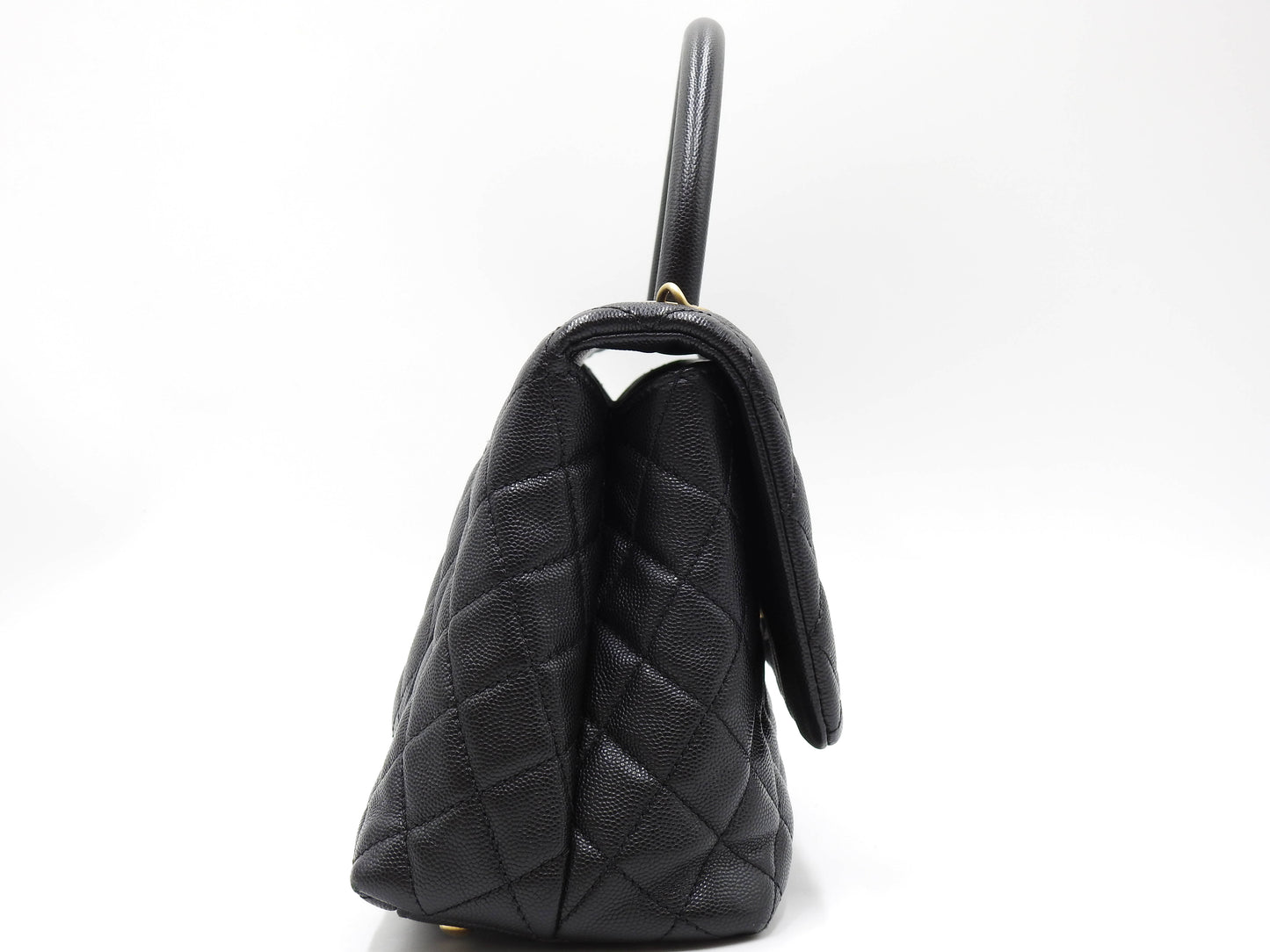 CHANEL CC Matelasse Coco Handle Hand Shoulder Bag Caviarskin Black A92991