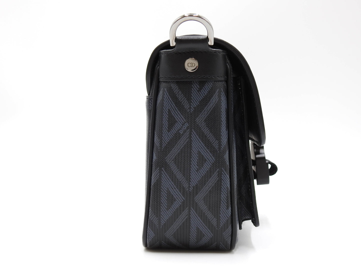 Christian Dior HIT THE ROAD CD Diamond Shoulder Bag PVC Leather Black