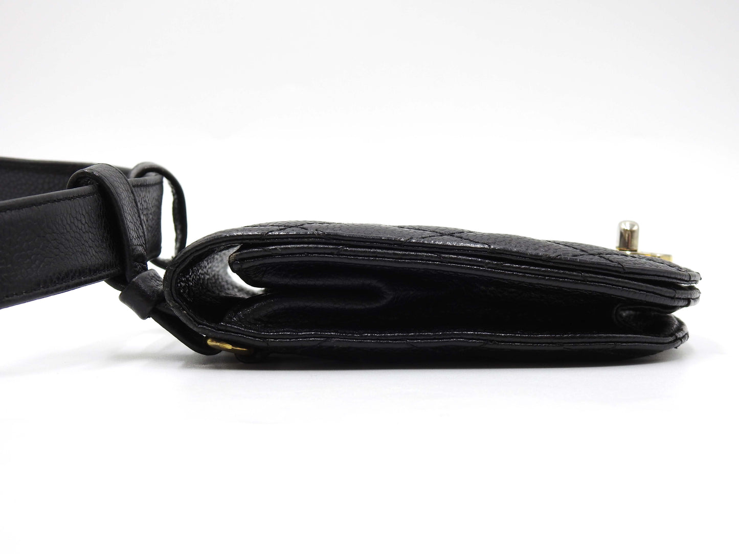 CHANEL CC Matelasse Waist Belt Bag Caviarskin Leather Black Gold Hardware