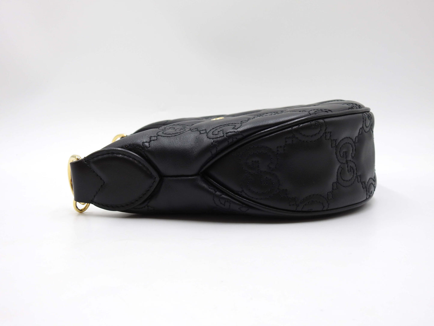 GUCCI GG Matelasse Small Hobo Chain Shoulder Bag Leather Black 739709