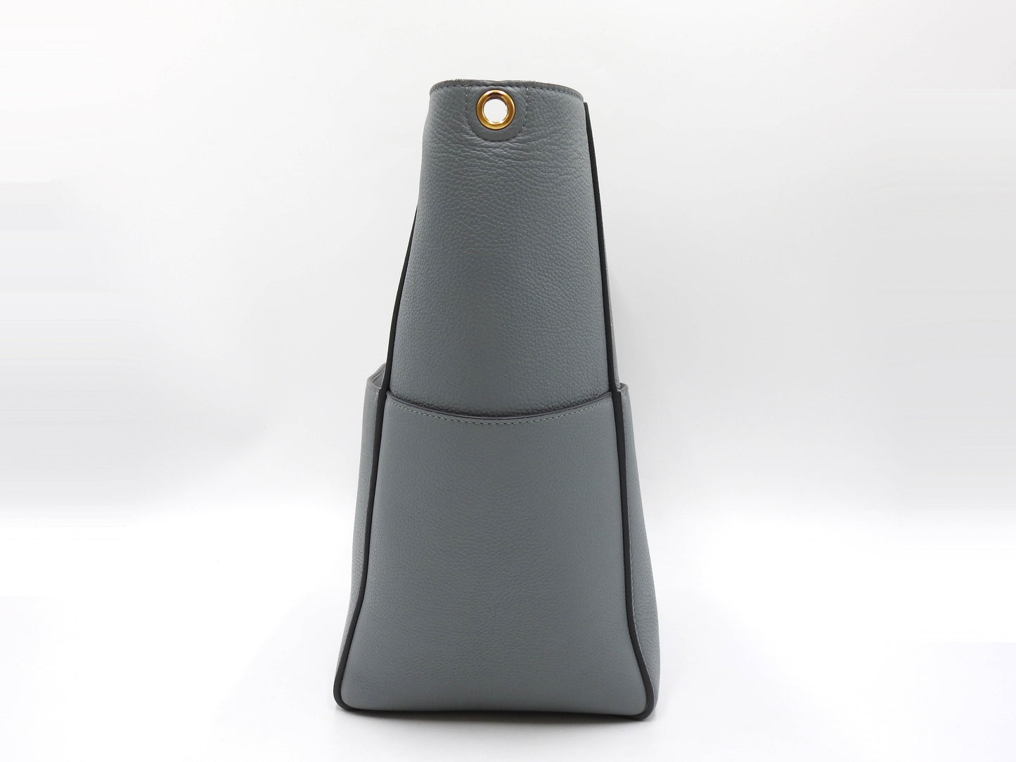 CELINE Medium Sangle Bucket Shoulder Bag Grained Calfskin Gray Blue 189593