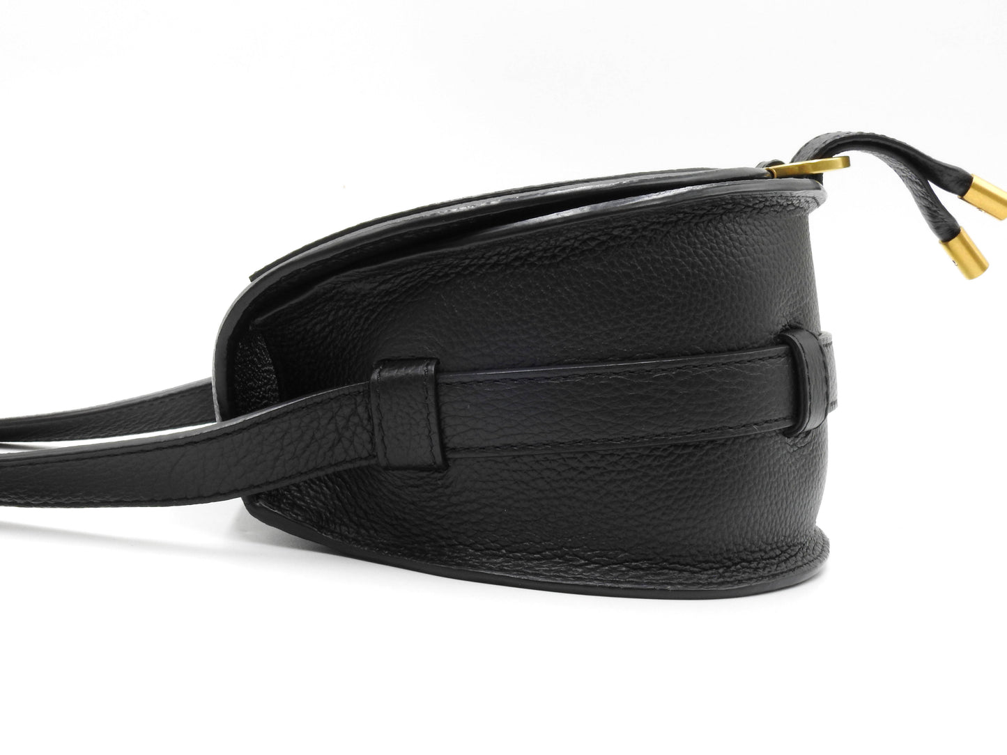 CHLOE Marcie Small Saddle Bag NM Crossbody Shoulder Bag Calf Leather Black