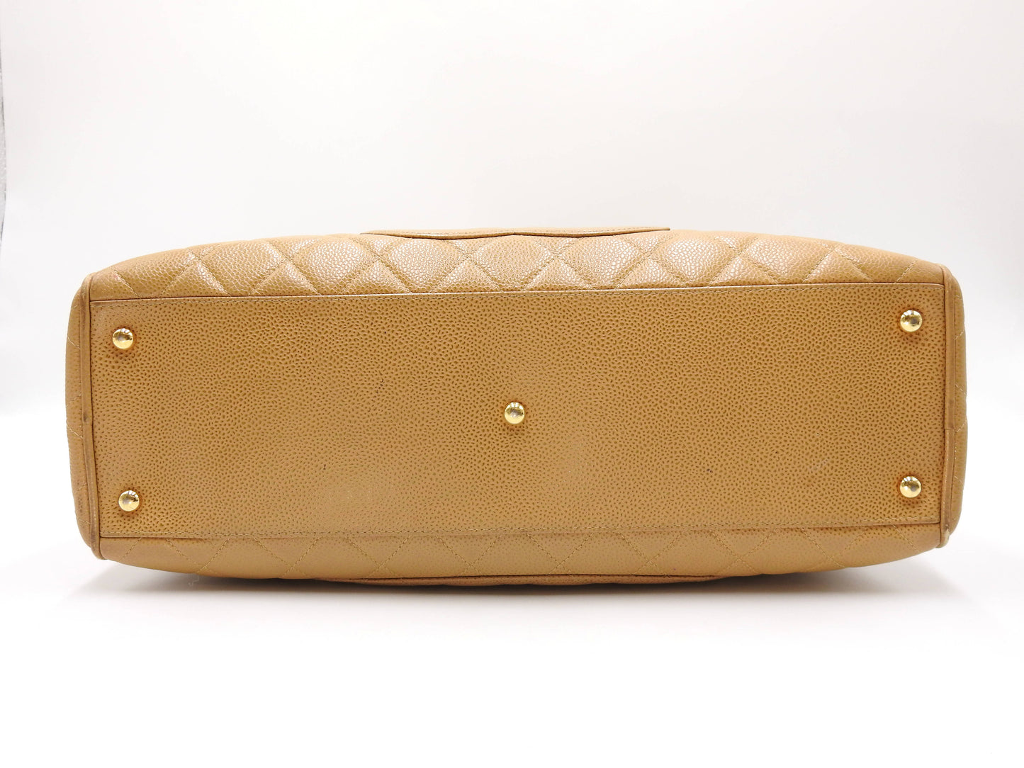 CHANEL Timeless CC Matelasse Boston Hand Bag Caviarskin Beige A20997