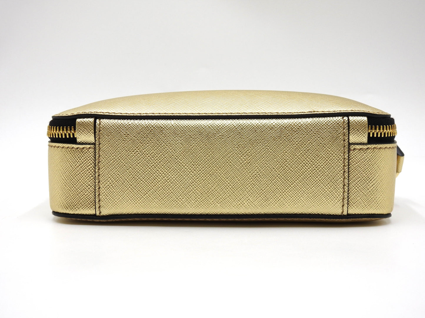 PRADA SAFFIANO TRAVEL SMALL BRIQUE Shoulder Bag Leather Gold 2VH070