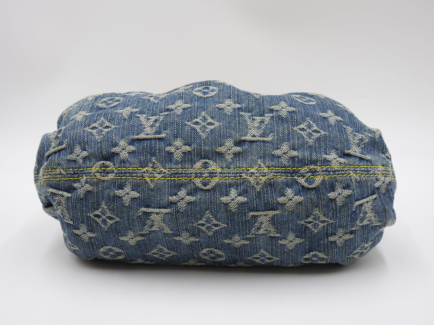LOUIS VUITTON Pleaty Monogram Denim Hand Bag Shoulder Bag Blue M95020