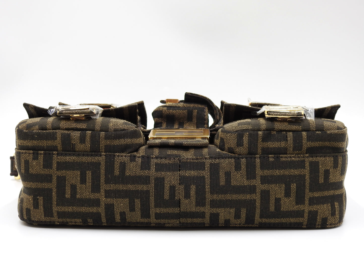 FENDI Multipocket Mamma Baguette Shoulder Hand Bag Zucca Khaki 8BR808