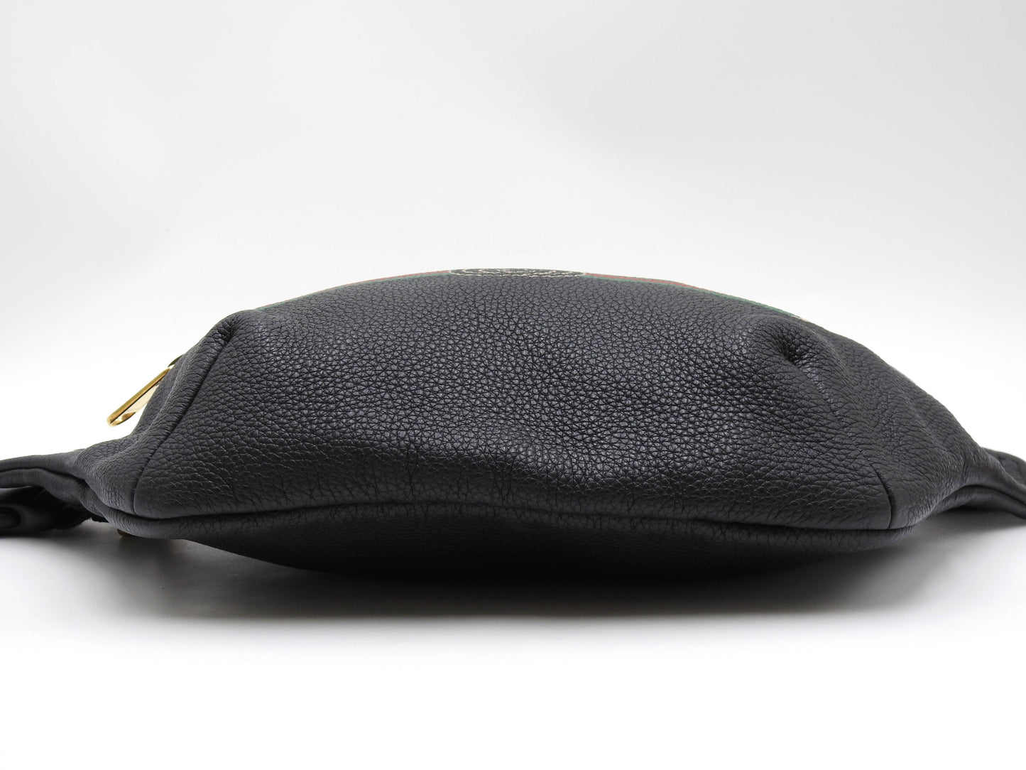 GUCCI Logo Print Web Sherry Waist Body Belt Bag Leather Black 530412